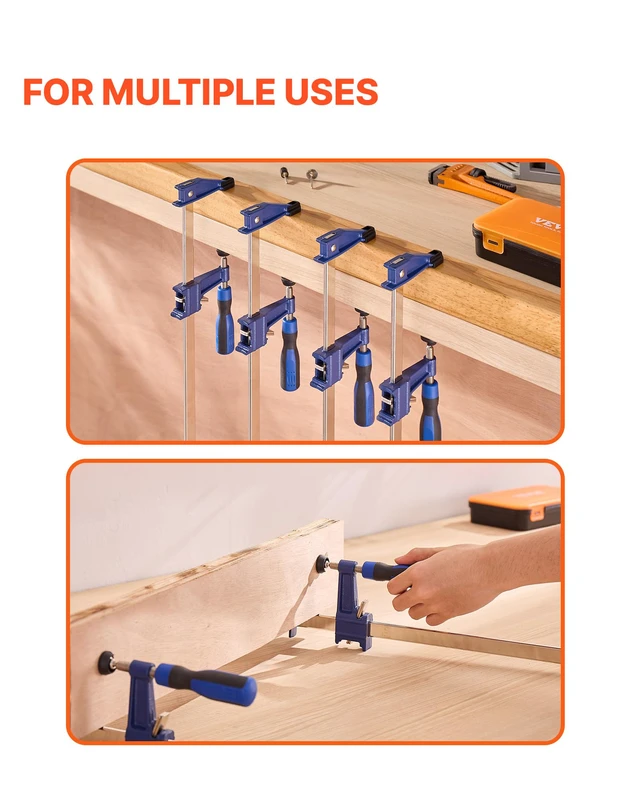 Alt view image 6 of 7 - 36" Bar Clamps for Woodworking, 4-Pack, 600 lbs Load Limit 2-1/2 inch Depth, Lockable F-Clamp, Cast Iron and Carbon Steel, Easy to Use, Metalworking and DIY Projects