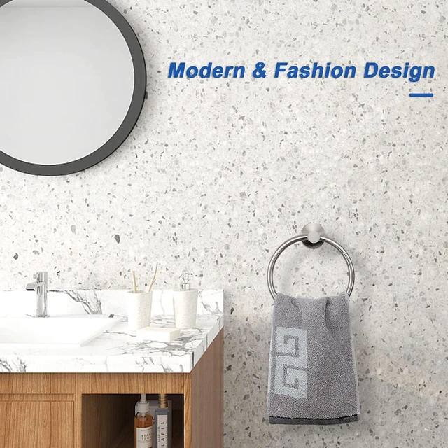 Alt view image 7 of 7 - Bath Towel Ring, Bathroom Hardware Accessories-Thicken Stainless Steel Hand Towel Holder for Bathroom, Modern Round Towel Hanger Wall Mounted (Brushed Nickel, 3 Pack)