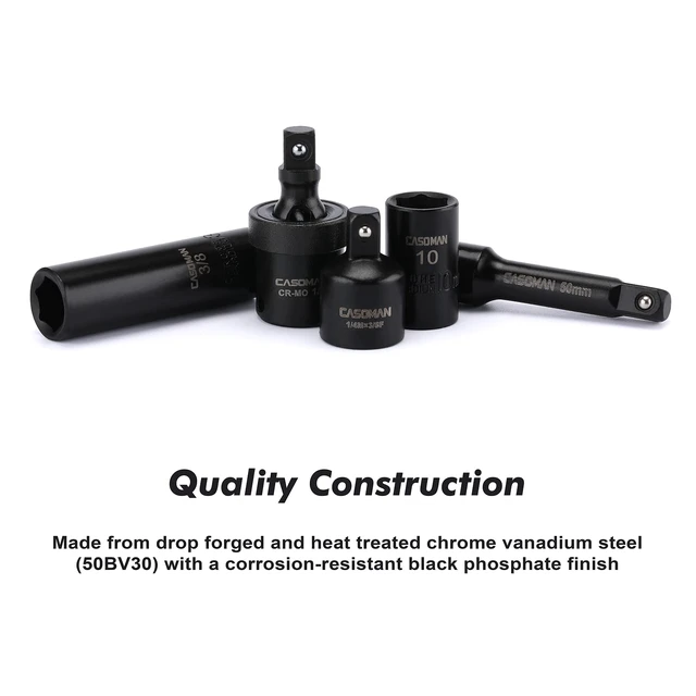 Alt view image 4 of 7 - 55PCS 1/4-Inch Drive Impact Socket Set, Shallow & Deep, 5/32 Inch - 9/16 Inch, 4mm - 15mm, Metric/SAE, 6-Point, Cr-V Steel Socket Set