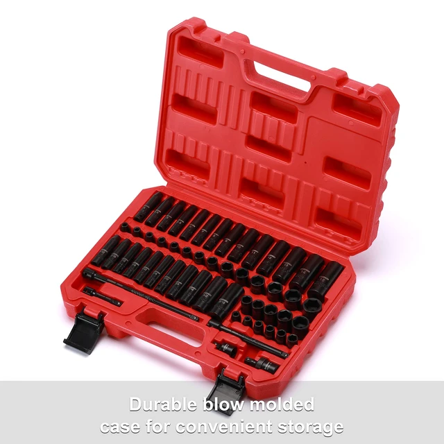 Alt view image 6 of 7 - 55PCS 1/4-Inch Drive Impact Socket Set, Shallow & Deep, 5/32 Inch - 9/16 Inch, 4mm - 15mm, Metric/SAE, 6-Point, Cr-V Steel Socket Set