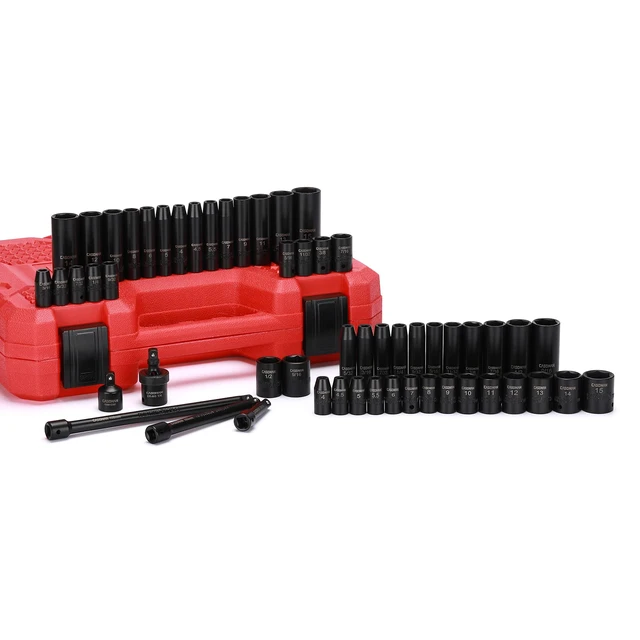 Alt view image 7 of 7 - 55PCS 1/4-Inch Drive Impact Socket Set, Shallow & Deep, 5/32 Inch - 9/16 Inch, 4mm - 15mm, Metric/SAE, 6-Point, Cr-V Steel Socket Set