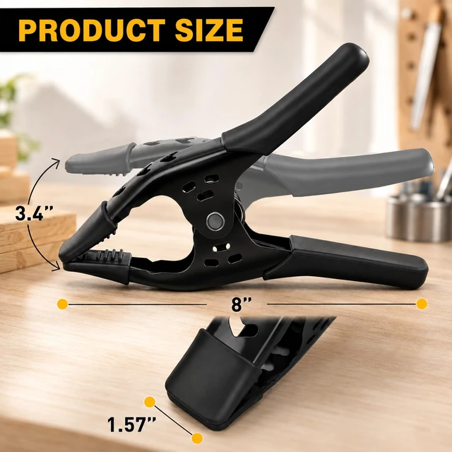Alt view image 2 of 7 - 4-Piece 8-inch Spring Clamps, Heavy Duty Metal Woodworking Clips Spring Clips, 3.4 inch Jaw Opening, Photography Backdrops & DIY Projects