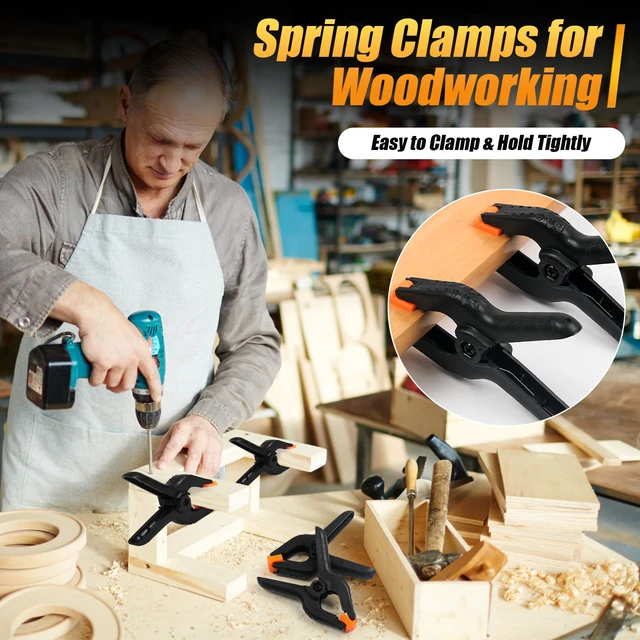 Alt view image 3 of 7 - Spring Clamps, 6 Inch Plastic Clips, Heavy Duty, Black, 10 Pcs Large Woodworking Clamps, Strong Grip, Daily Household Tools, for Balloon Arch Backdrop Craft Decoration