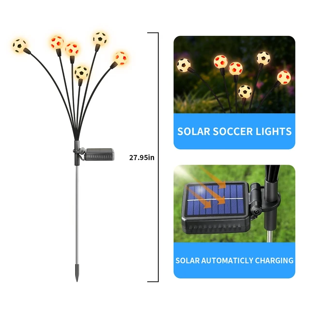 Alt view image 2 of 6 - 2026 Solar Soccer Lights, 8 Packs 48LED, Solar Lights Outdoor Waterproof, World Cup Decorations, Garden Decor, Patio Decor, Unique Decor for Soccer Game