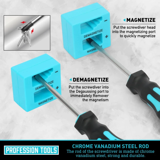Alt view image 6 of 7 - Magnetic Screwdrivers Set with Case, 43-piece Includs Slotted, Phillips, Hex, Pozidriv,Torx and Precision Screwdriver Set, Magnetizer Demagnetizer Tools, Tools for Men (Blue))