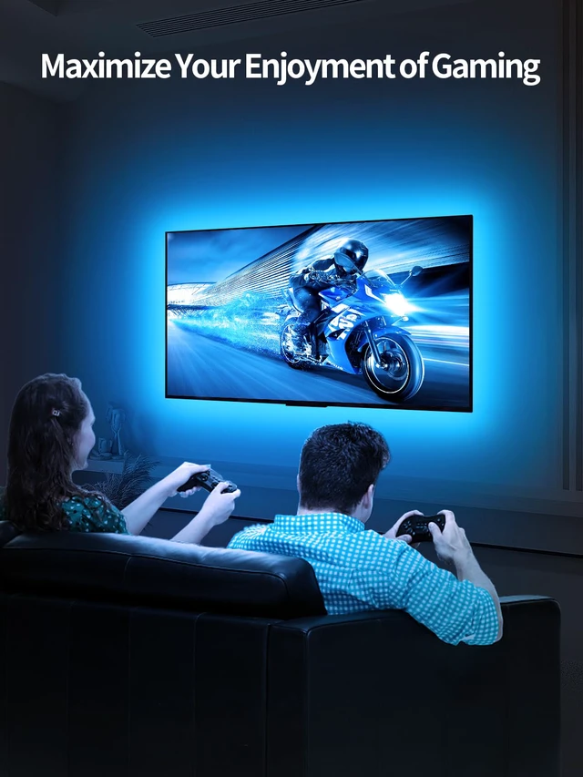 Alt view image 3 of 6 - TV Lights Behind, 19.68ft LED Lights for 55-85 Inch TV, RGB TV Backlight, Music Sync Bluetooth APP and Remote Control Strip Lights USB Powered for Bedroom Gaming Room Decor