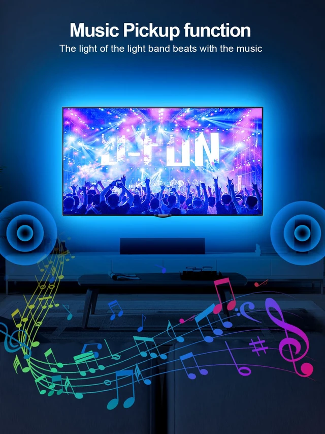 Alt view image 4 of 6 - TV Lights Behind, 19.68ft LED Lights for 55-85 Inch TV, RGB TV Backlight, Music Sync Bluetooth APP and Remote Control Strip Lights USB Powered for Bedroom Gaming Room Decor