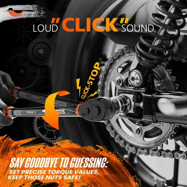 Alt view image 5 of 7 - 3/8 Inch Drive Torque Wrench Loud Click (5-45 Ft.Lb / 6.8-61 N.m) ±3% Accuracy Dual-Direction Dual-Scale 72-tooth CR-V for Mechanic DIYer Bike Moto Car Spark Plug Repair with Storage Case