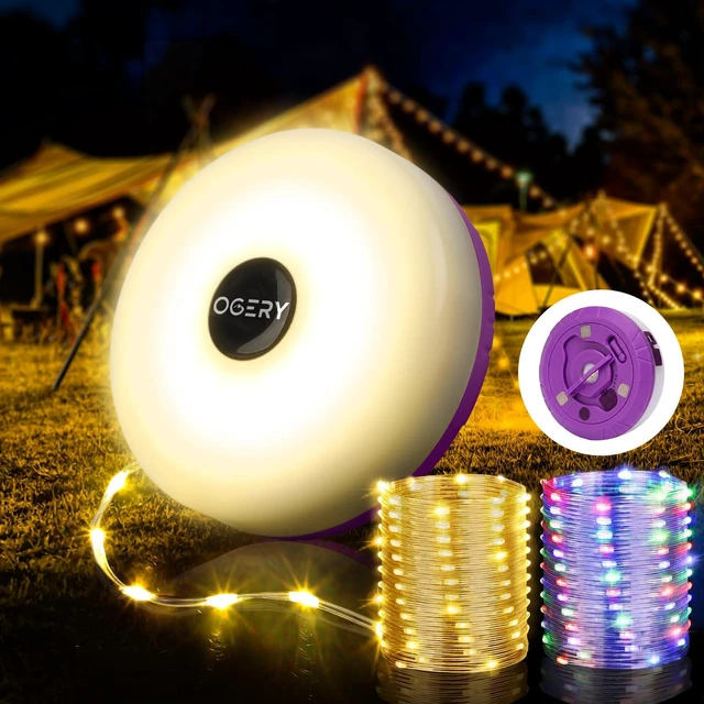 Main image of Camping String Lights 4 in 1, 32.8FT Quick Storage 8 Modes Protable | Rechargeable Fairy Tent Lights String , Hanging Waterproof LED Lamp for Outdoor Indoor Patio Awning Decor Camping Essentials