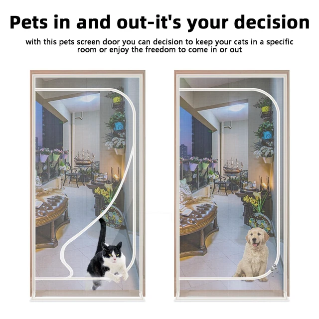 Alt view image 6 of 7 - Reinforced Cat Screen Door, Zipper Mesh Screen Door Fits 38''x 82'', Cat Resistant - For Living Room, Bedroom, Kitchen