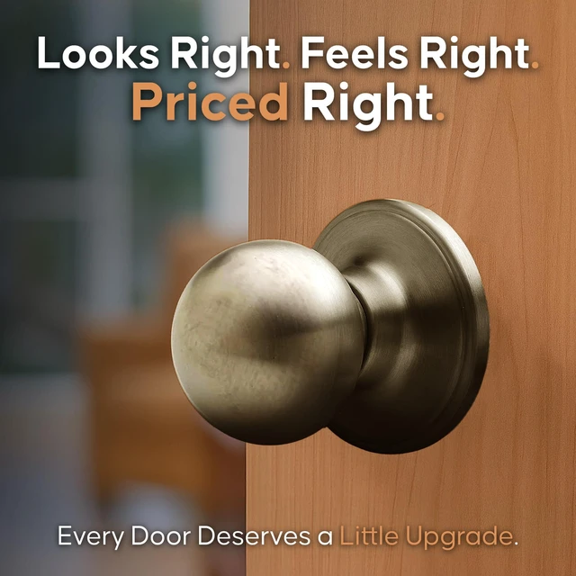 Alt view image 2 of 7 - BK2020AB Ball Door Knob, Passage Function, 1 Pack, in Antique Brass