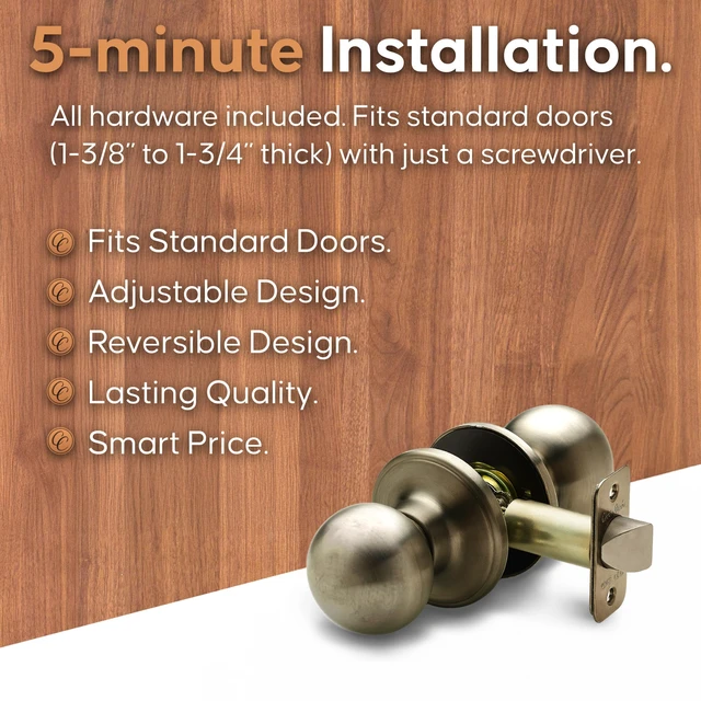 Alt view image 3 of 7 - BK2020AB Ball Door Knob, Passage Function, 1 Pack, in Antique Brass