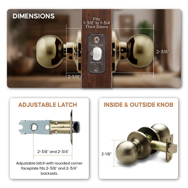 Alt view image 4 of 7 - BK2020AB Ball Door Knob, Passage Function, 1 Pack, in Antique Brass
