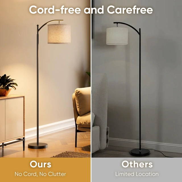 Alt view image 3 of 7 - Battery Operated Floor Lamp, RGB Dimmable Cordless Standing Lamp with Remote Control for Living Room, Tall Floor Lamp for Bedroom -Black