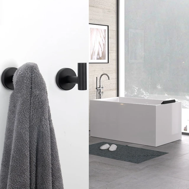 Alt view image 7 of 7 - Bath Towel Hooks- SUS 304 Stainless Steel Robe Hook Holder, Heavy Duty Coat Hook for Bathroom Livingroom Hotel Kitchen Garage, Wall Mounted (Matte Black, 16 Pack)