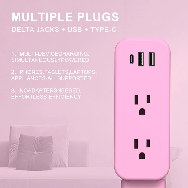 Alt view image 3 of 7 - Electrical Outlet Extender Stick - Features USB-A, USB-C and 2 AC Outlets, Extends 22"-34", Rotates 180° Access Hard-to-Reach Outlets, Wall Plug Power Socket Expander Nightstands, Sofa, Desks and More