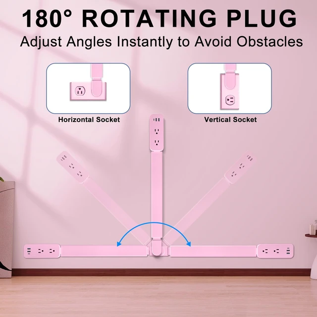 Alt view image 4 of 7 - Electrical Outlet Extender Stick - Features USB-A, USB-C and 2 AC Outlets, Extends 22"-34", Rotates 180° Access Hard-to-Reach Outlets, Wall Plug Power Socket Expander Nightstands, Sofa, Desks and More