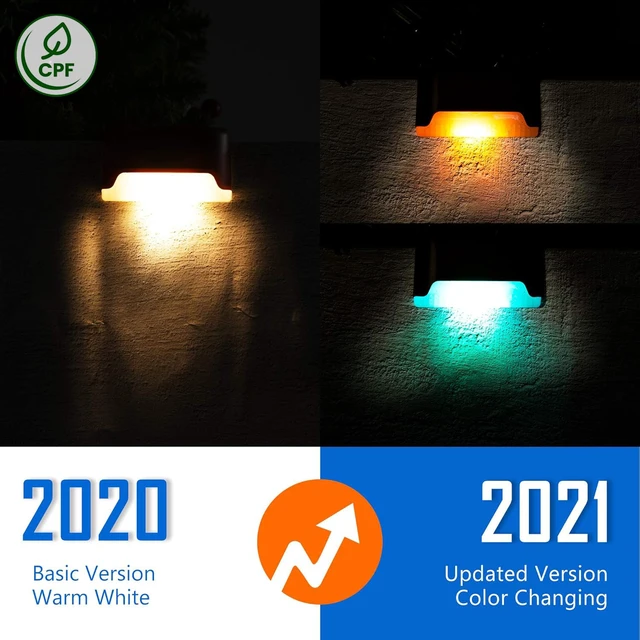 Alt view image 4 of 7 - Color Changing Solar Deck Lights, 16 Pack Waterproof LED Lights Step Lights for Decks,Stairs,Fences,Yards and Patios
