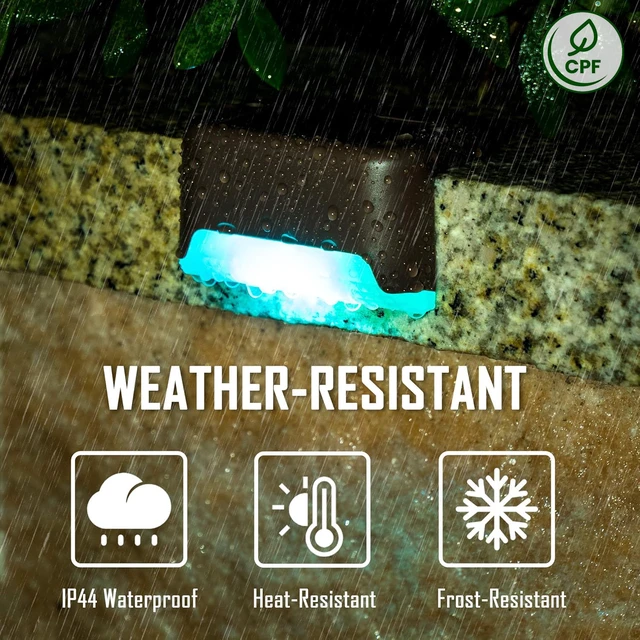 Alt view image 7 of 7 - Color Changing Solar Deck Lights, 16 Pack Waterproof LED Lights Step Lights for Decks,Stairs,Fences,Yards and Patios