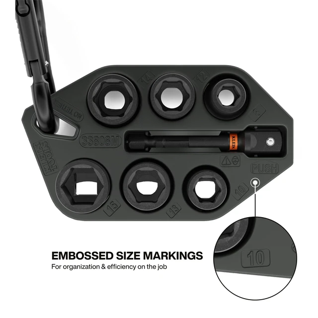 Alt view image 6 of 7 - 33808M Grab-And-Go Impact Socket Set, Metric, 7-Piece Set with Sleeve, Carabiner, 3/8-Inch Drive, Color-Coded 8 mm, 10 mm, 12 mm, 13 mm, 14 mm, 15 mm Sockets