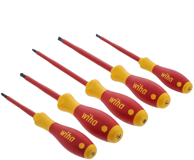 Alt view image 3 of 7 - 32059 Insulated Screwdriver Set, 5-Piece Slotted Phillips Square Kit 1000V VDE certified, Slotted Phillips Square tips, cushion grip handle, tested to 10,000 volts, Germany