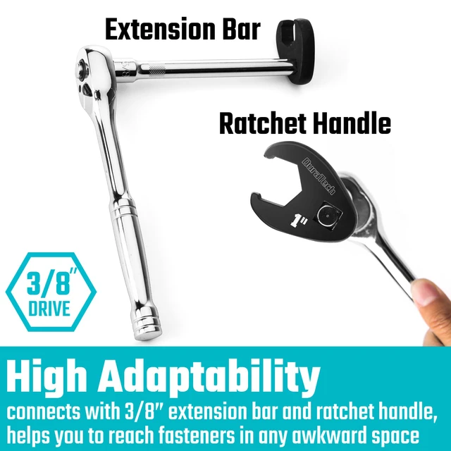 Alt view image 4 of 7 - 10-Piece 3/8 Inch Drive Crowfoot Wrench Set, SAE, CR-V Steel, with Zipper Bag