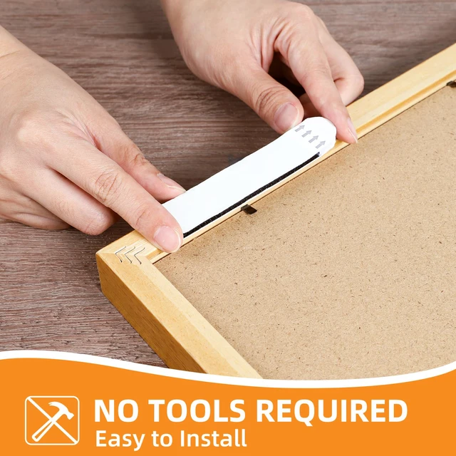 Alt view image 3 of 7 - Damage Free Picture Hanging Strips, 20 Pairs, Medium, Black No tool installation, strong sticky hook and loop, damage-free removal, suited for dark frames, posters & signs