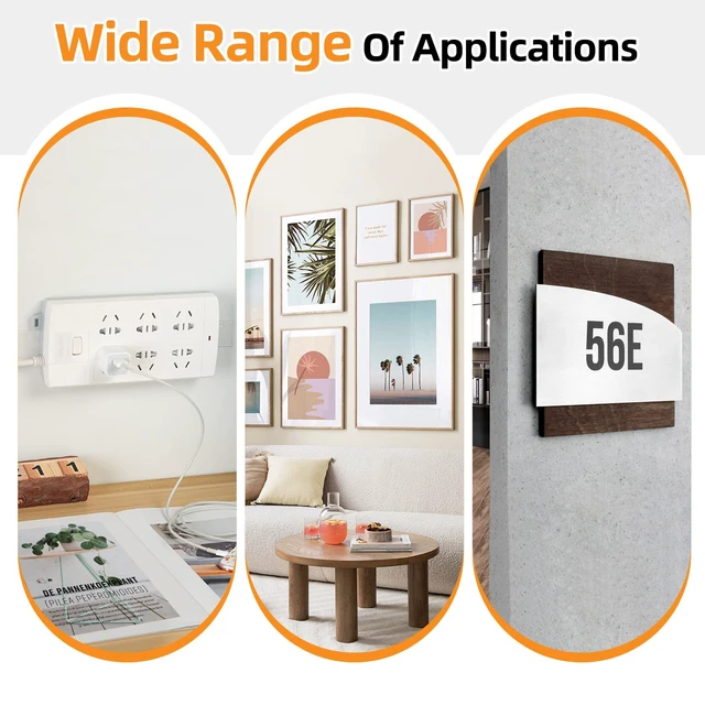 Alt view image 7 of 7 - Damage Free Picture Hanging Strips, 20 Pairs, Medium, Black No tool installation, strong sticky hook and loop, damage-free removal, suited for dark frames, posters & signs