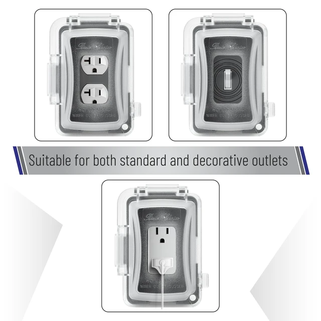Alt view image 5 of 7 - Weatherproof Electrical Outlet Cover, 3 pc 1-Gang Outdoor Plug Cover for Protection Against Rain Dust & Outdoor Use