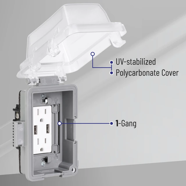 Alt view image 4 of 7 - Weatherproof Electrical Outlet Cover, 3 pc 1-Gang Outdoor Plug Cover for Protection Against Rain Dust & Outdoor Use