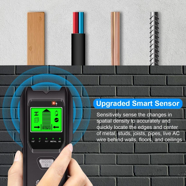 Alt view image 2 of 7 - Stud Finder Wall Scanner, 5 in 1 Multifunction Stud Locator with Upgraded Smart Sensor, HD LCD Display and Audio Alarm for The Center & Edge of Metal, Studs, AC Wire, and Pipe Detection (Charcoal)