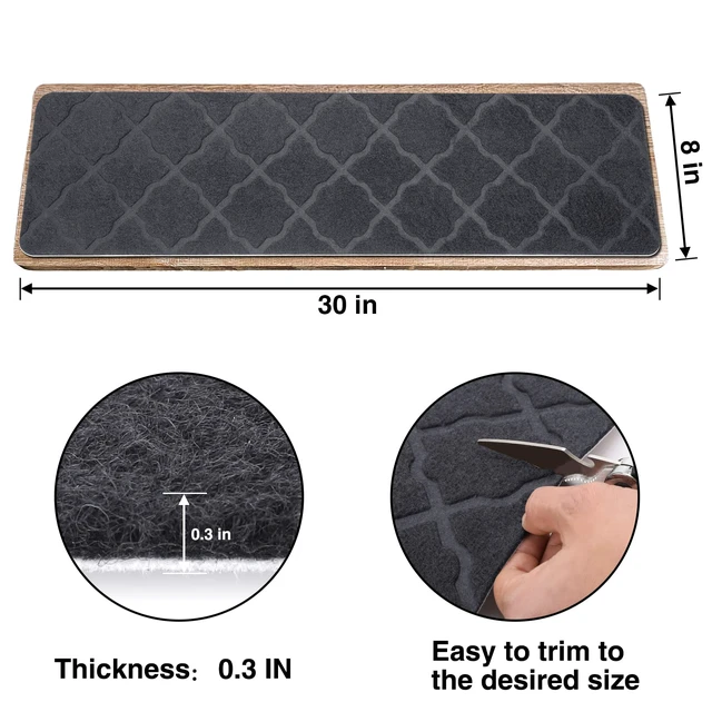 Alt view image 2 of 6 - Stair Treads for Wooden Steps 15pcs 8x30in Non-Slip Stairs Carpet Runner Indoor Stair Mats for Kids Elders and Pets