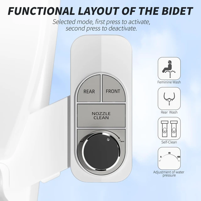 Alt view image 4 of 7 - Non-Electric Bidet Attachment for Toilet Self-Cleaning Dual Nozzle (Frontal & Rear Wash), Adjustable Water Pressure, Fits Most Toilets, Easy Installation (Pebble Gray)