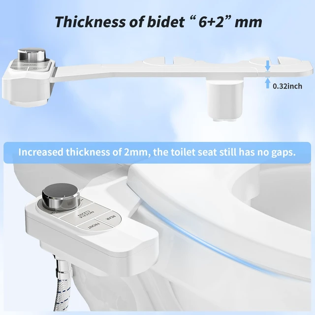 Alt view image 5 of 7 - Non-Electric Bidet Attachment for Toilet Self-Cleaning Dual Nozzle (Frontal & Rear Wash), Adjustable Water Pressure, Fits Most Toilets, Easy Installation (Pebble Gray)