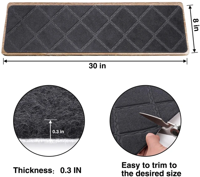 Alt view image 2 of 6 - Stair Treads for Wooden Steps 15pcs 8x30in Non-Slip Stairs Carpet Runner Indoor Stair Mats for Kids Elders and Pets