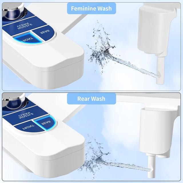 Alt view image 2 of 7 - Non-Electric Bidet Attachment for Toilet Self-Cleaning Dual Nozzle (Frontal & Rear Wash), Adjustable Water Pressure, Fits Most Toilets, Easy Installation (Ocean Blue)