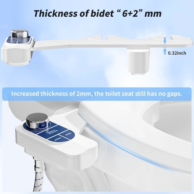Alt view image 5 of 7 - Non-Electric Bidet Attachment for Toilet Self-Cleaning Dual Nozzle (Frontal & Rear Wash), Adjustable Water Pressure, Fits Most Toilets, Easy Installation (Ocean Blue)