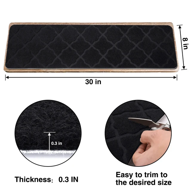 Alt view image 2 of 6 - Stair Treads for Wooden Steps 15pcs - 8x30in Carpet Stairs Runner Indoor Non-Slip Stair Mats for Kids Elders and Pets