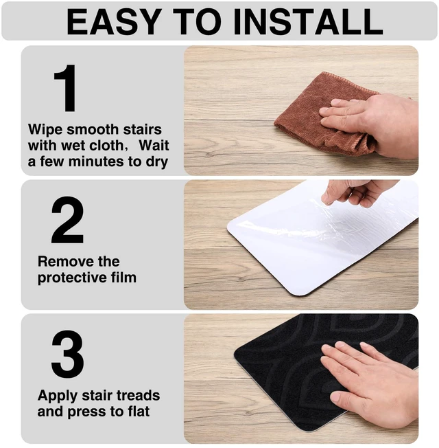 Alt view image 3 of 6 - Stair Treads for Wooden Steps 15pcs 8x30in Non-Slip Stairs Carpet Runner Indoor Stair Mats for Kids Elders and Pets