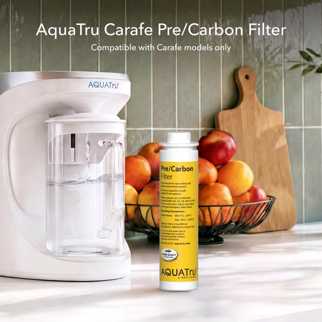 Alt view image 2 of 6 - AquaTru Carafe AT100 2-Stage Pre/Carbon Filter | Reduces Sand, Silt, Sediment, Rust, and Particles | Activated Carbon Reduces Chlorine Taste and Odors