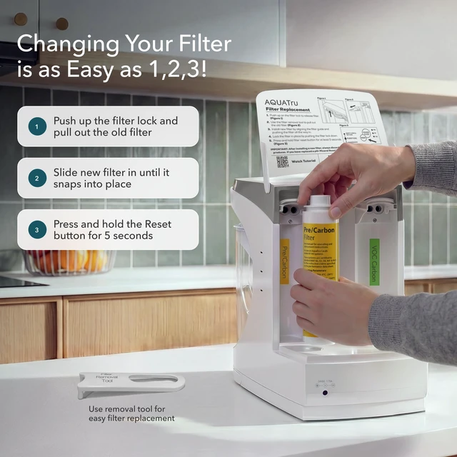 Alt view image 3 of 6 - AquaTru Carafe AT100 2-Stage Pre/Carbon Filter | Reduces Sand, Silt, Sediment, Rust, and Particles | Activated Carbon Reduces Chlorine Taste and Odors