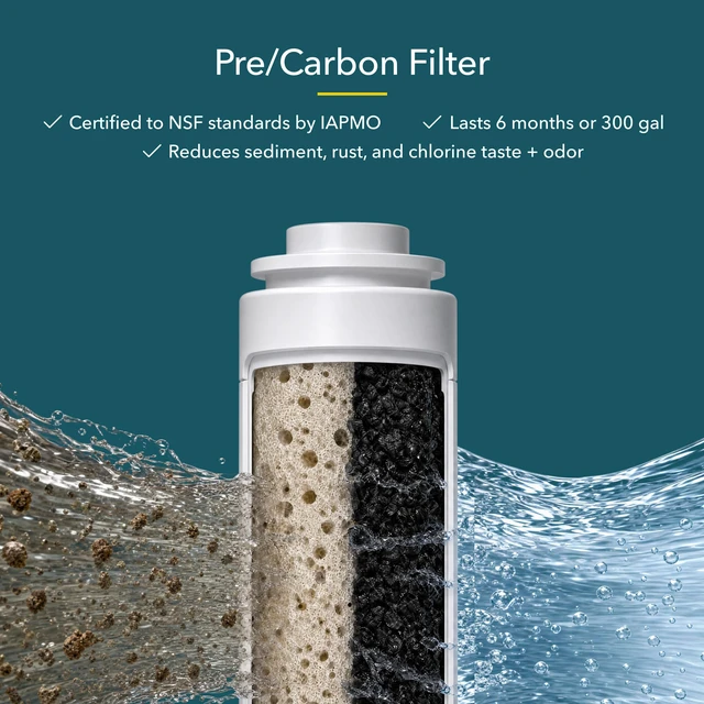 Alt view image 5 of 6 - AquaTru Carafe AT100 2-Stage Pre/Carbon Filter | Reduces Sand, Silt, Sediment, Rust, and Particles | Activated Carbon Reduces Chlorine Taste and Odors