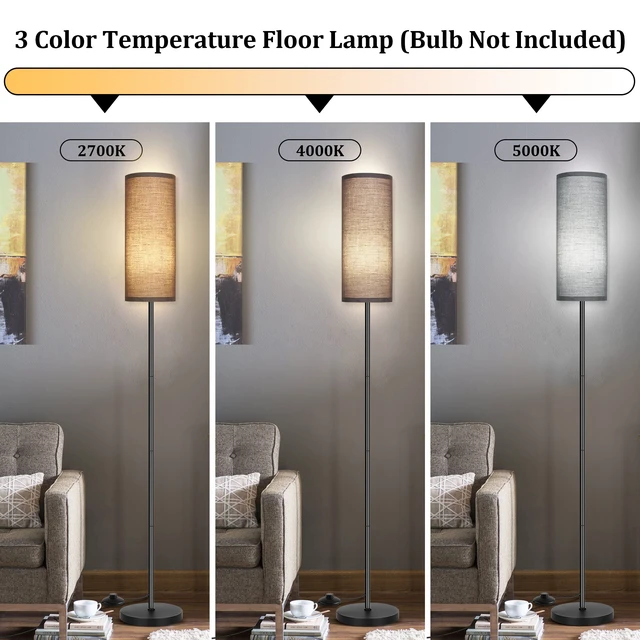 Alt view image 2 of 7 - Floor Lamp for Living Room, Modern Standing Lamps with Lampshade, Minimalist Tall Lamp with Foot Switch for Living Room, Bedroom, Kids Room, Office(Bulb Not Included)
