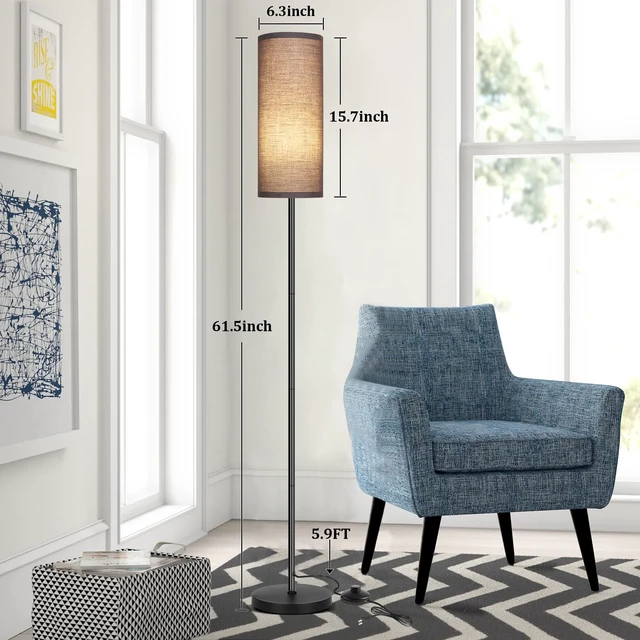 Alt view image 4 of 7 - Floor Lamp for Living Room, Modern Standing Lamps with Lampshade, Minimalist Tall Lamp with Foot Switch for Living Room, Bedroom, Kids Room, Office(Bulb Not Included)