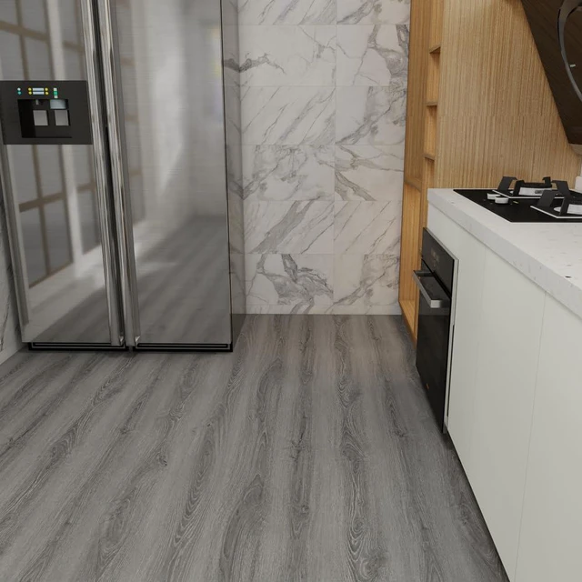 Alt view image 4 of 7 - Wood Grain Peel and Stick Floor Tiles, 11.8" x 118", Soft Gray Oak Soft woodlook finish, Nonslip texture, Easy to cut, Lowmaintenance surface, Good for renters, Works on many surfaces
