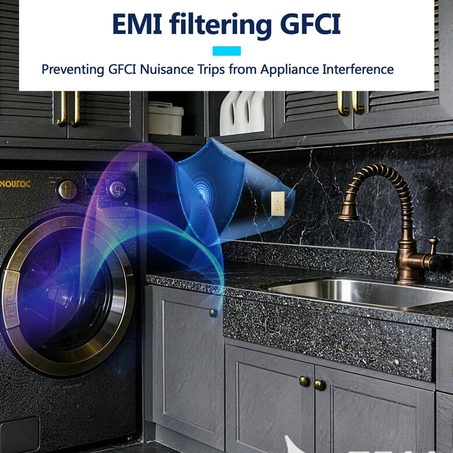 Alt view image 2 of 7 - GFCI Outlet 15Amp, GFCI Receptacle, Self-Test, ETL Listed, Matte Gold Tamper-Resistant, Ground Fault Protection, LED Indicator, No-False-Trip Performance, Screwless Wall Plate, Anti-Interference