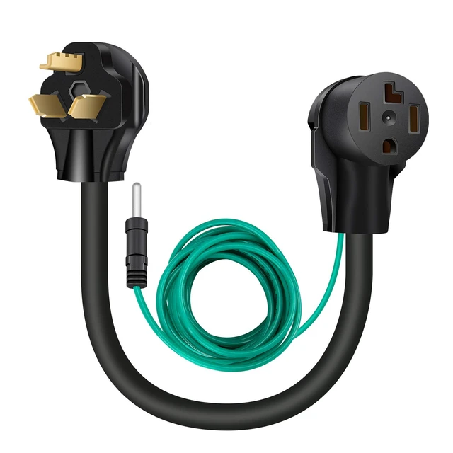 Main image of 1.5 FT 4 Prong to 3 Prong Dryer Adapter, 30 Amp Dryer Outlet Plug Power Cord, NEMA 10-30P Male to 14-30R Female Three Prong Converter, 250V 3prone Old Clothes Dryer Connector w/Ground Wire
