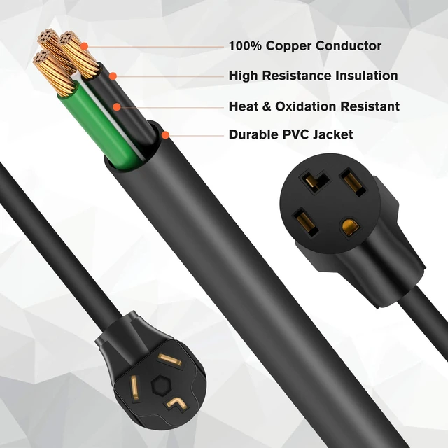 Alt view image 6 of 7 - 1.5 FT 4 Prong to 3 Prong Dryer Adapter, 30 Amp Dryer Outlet Plug Power Cord, NEMA 10-30P Male to 14-30R Female Three Prong Converter, 250V 3prone Old Clothes Dryer Connector w/Ground Wire
