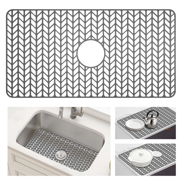 Main image of Silicone Sink Protectors for Kitchen Sink, 30" x 16" Center Drain Hole