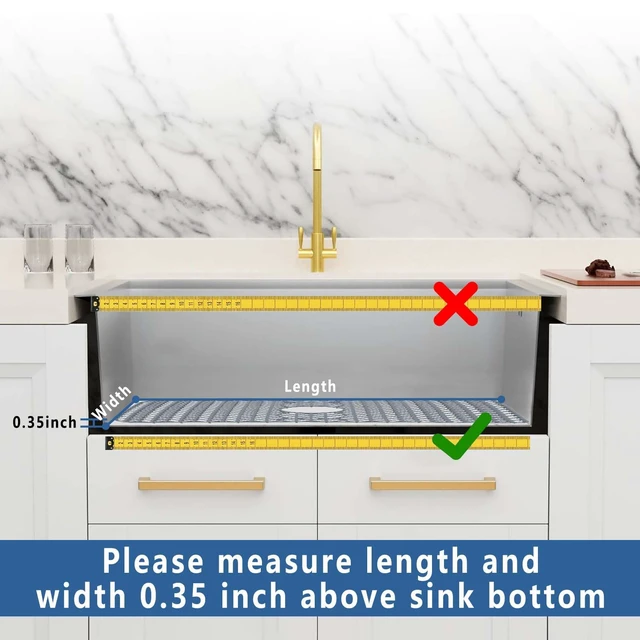 Alt view image 3 of 7 - Silicone Sink Protectors for Kitchen Sink, 30" x 16" Center Drain Hole